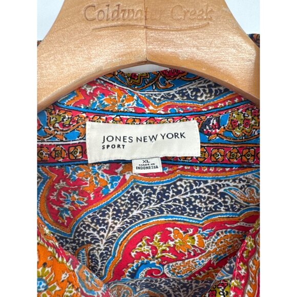 Jones New York Sport size XL Womens Paisley Button-Up Shirt Long Sleeve Boho - Picture 3 of 5